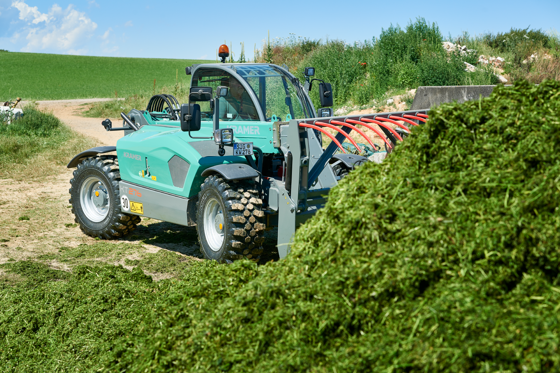 The Kramer telehandler KT276 while working in a silage.