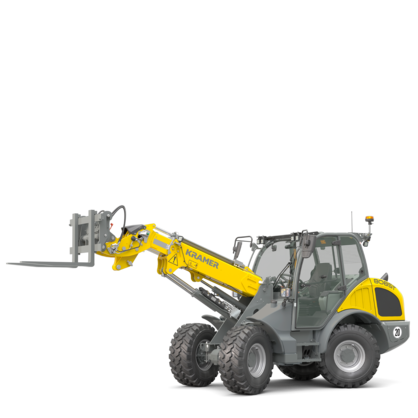 The Kramer telescopic wheel loader 8085T in a studio.