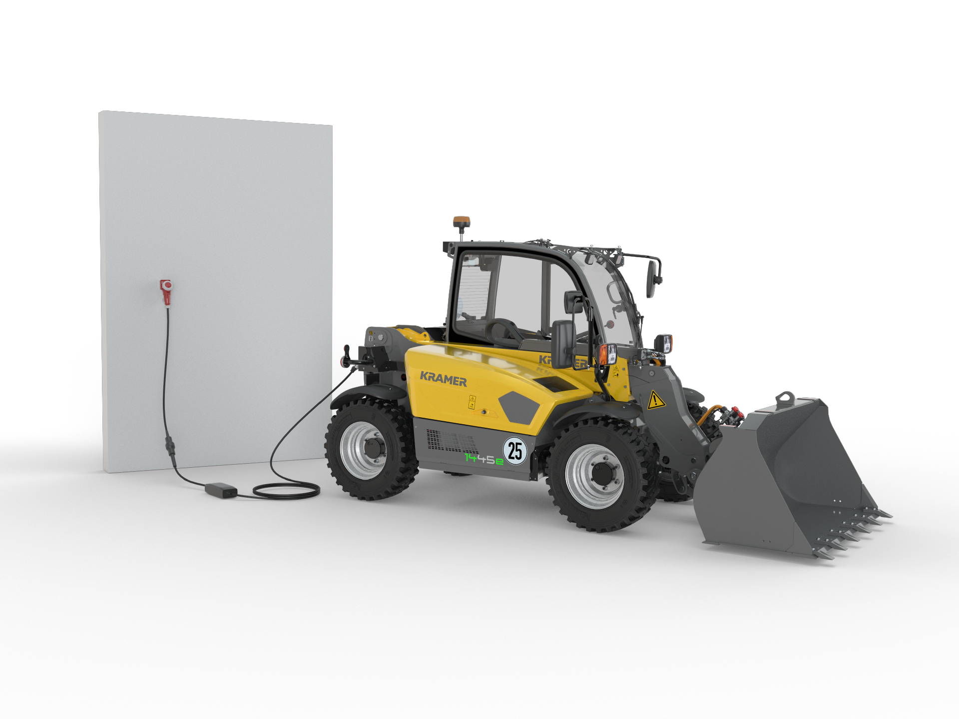 The fully electric Kramer telehandler 1445e while loading.