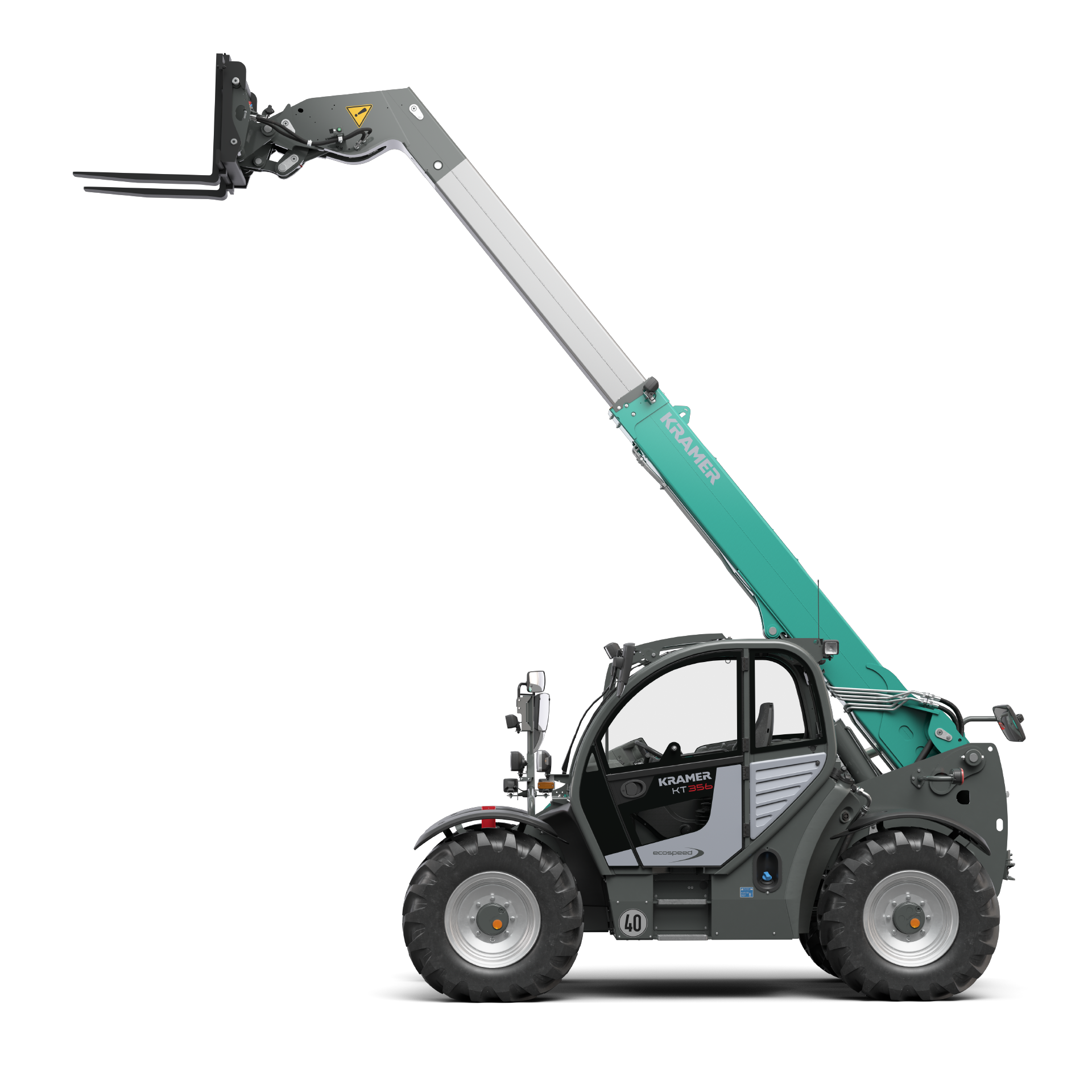 A rendering of the Kramer telehandler KT356 in a studio.