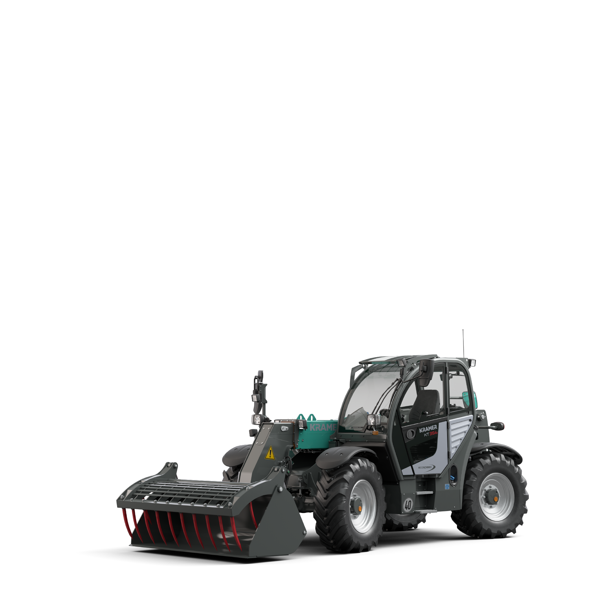 A rendering of the Kramer telehandler KT356 in a studio.
