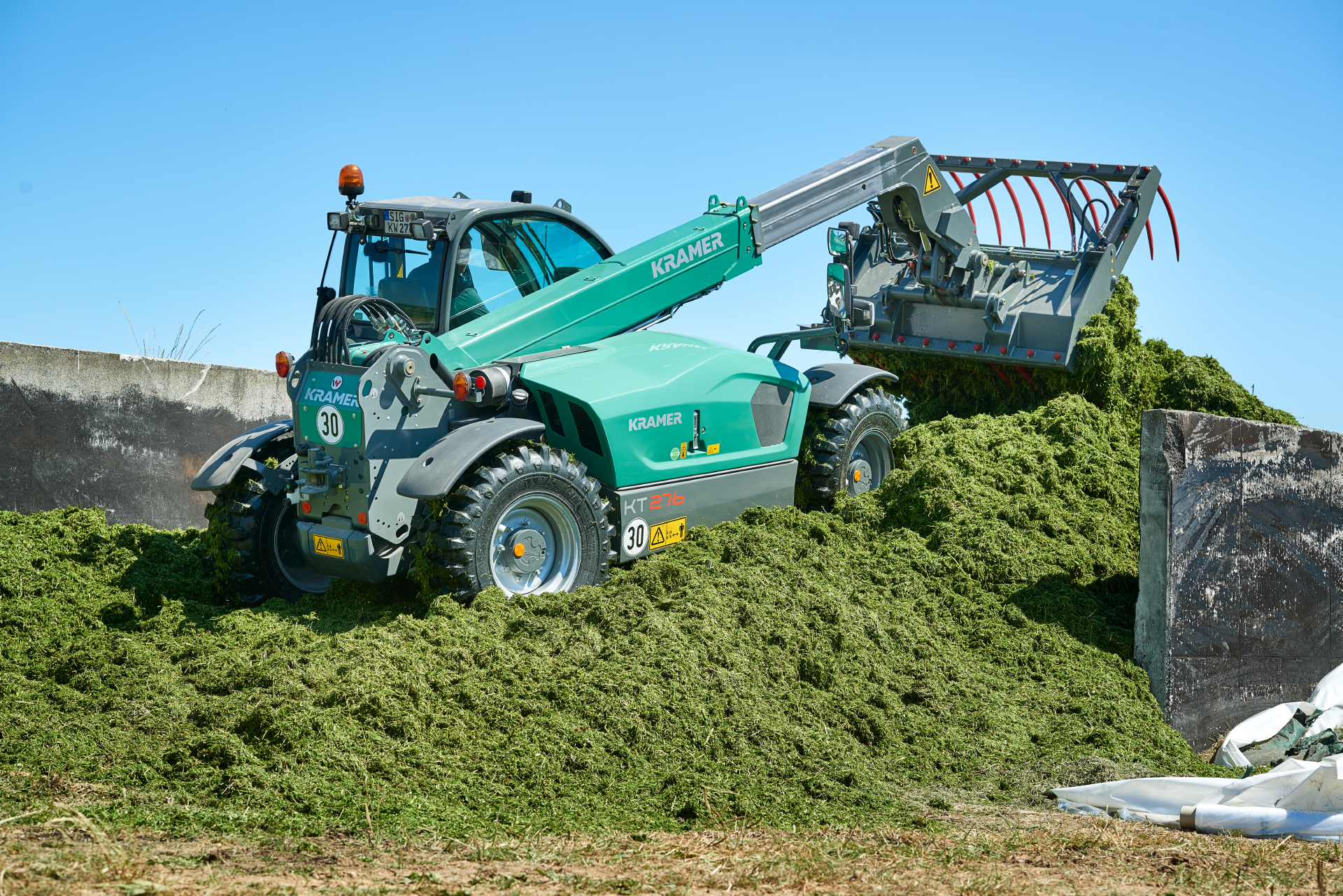 The Kramer telehandler KT276 while working in a silage.
